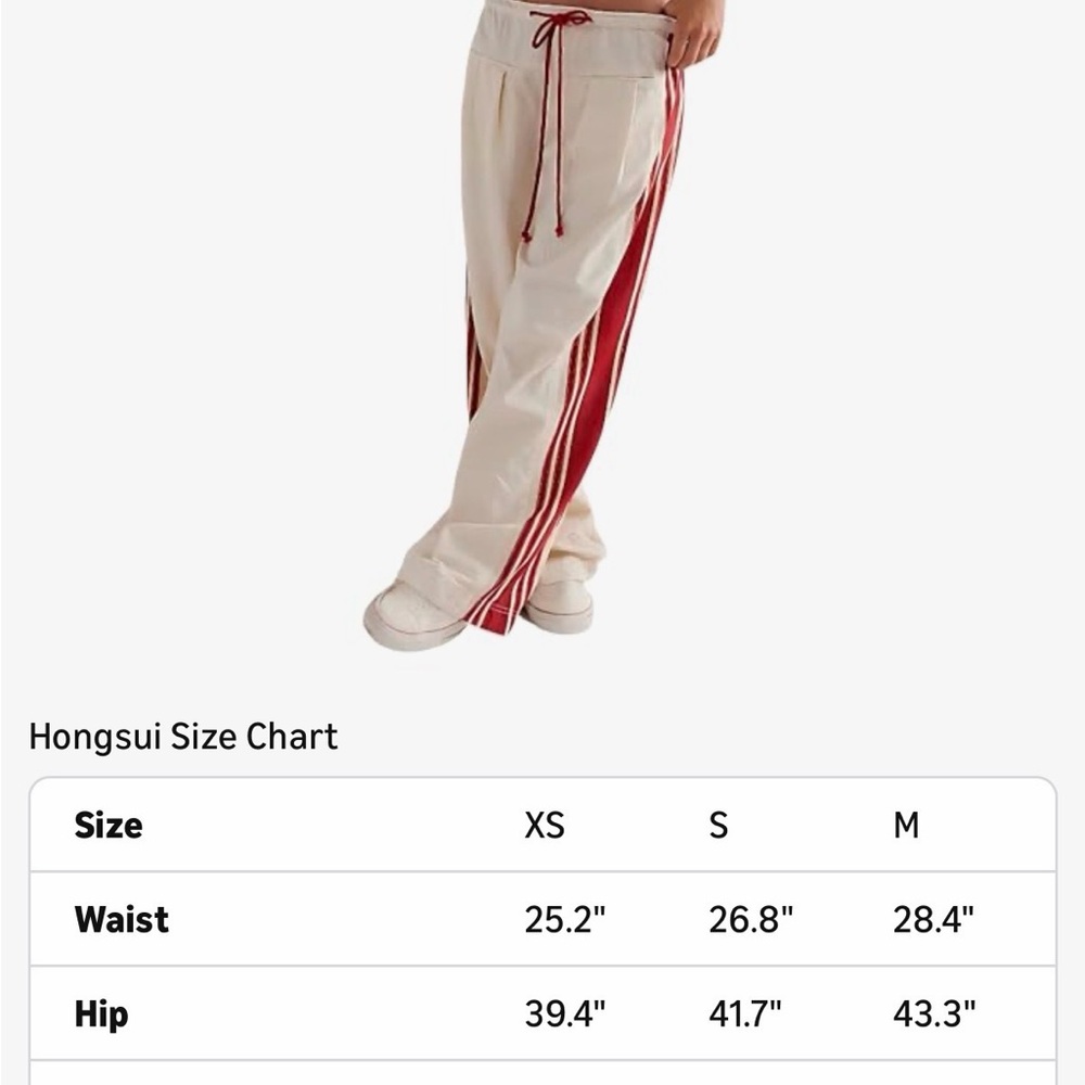 Cream and Red Drawstring Track Pants - Picture 4 of 4